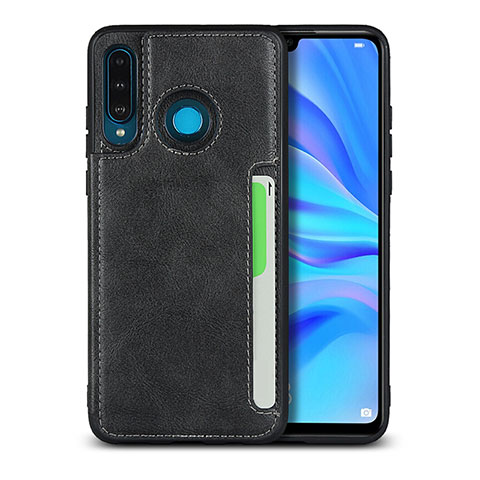 Funda Lujo Cuero Carcasa R05 para Huawei Nova 4e Negro