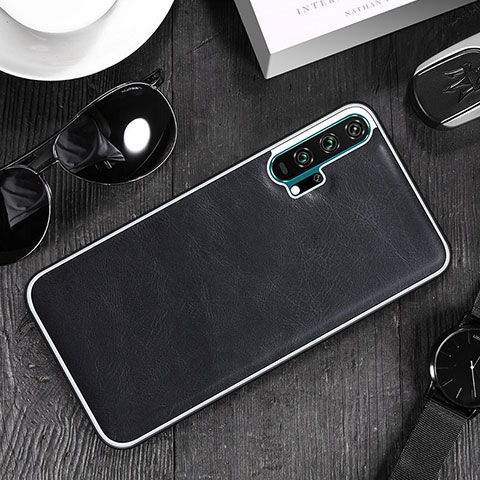 Funda Lujo Cuero Carcasa R06 para Huawei Honor 20 Pro Negro