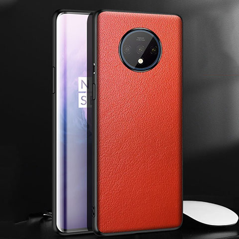 Funda Lujo Cuero Carcasa R06 para OnePlus 7T Rojo