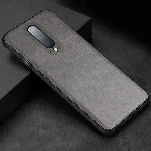 Funda Lujo Cuero Carcasa R06 para OnePlus 8 Gris