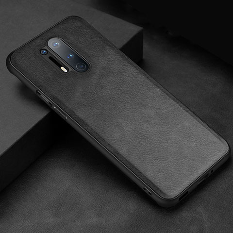 Funda Lujo Cuero Carcasa R06 para OnePlus 8 Pro Negro