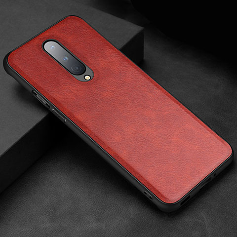 Funda Lujo Cuero Carcasa R06 para OnePlus 8 Rojo