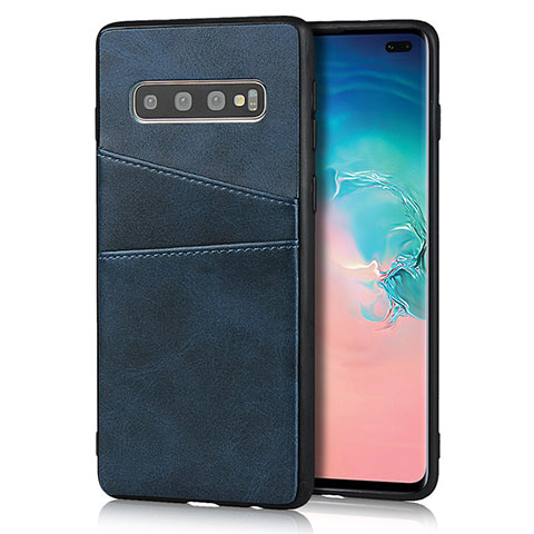 Funda Lujo Cuero Carcasa R06 para Samsung Galaxy S10 Plus Azul