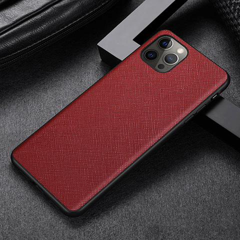 Funda Lujo Cuero Carcasa R07 para Apple iPhone 12 Pro Max Rojo