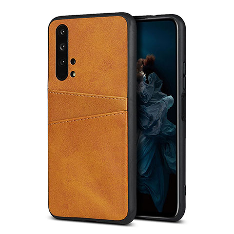 Funda Lujo Cuero Carcasa R07 para Huawei Honor 20 Pro Naranja