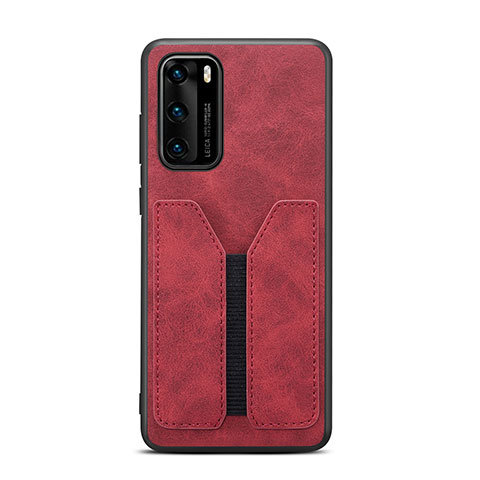 Funda Lujo Cuero Carcasa R07 para Huawei P40 Rojo