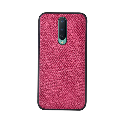 Funda Lujo Cuero Carcasa R07 para OnePlus 8 Rosa Roja