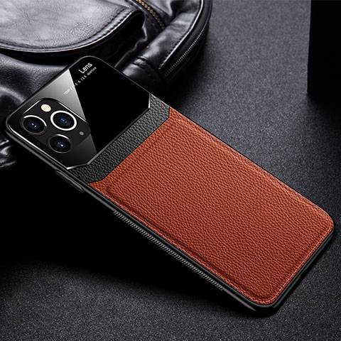 Funda Lujo Cuero Carcasa R09 para Apple iPhone 11 Pro Max Marron