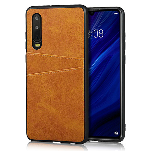 Funda Lujo Cuero Carcasa R09 para Huawei P30 Naranja