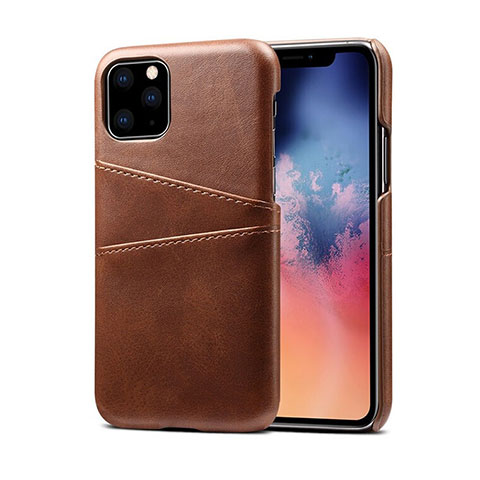 Funda Lujo Cuero Carcasa R10 para Apple iPhone 11 Pro Marron