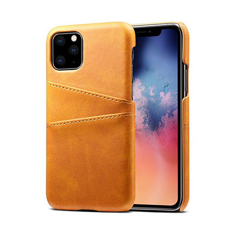 Funda Lujo Cuero Carcasa R10 para Apple iPhone 11 Pro Max Naranja