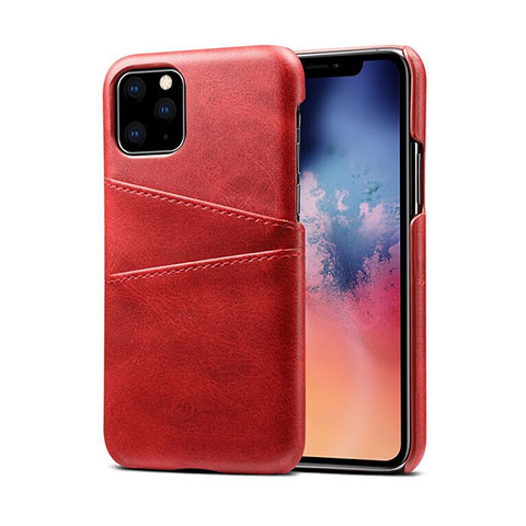 Funda Lujo Cuero Carcasa R10 para Apple iPhone 11 Pro Rojo
