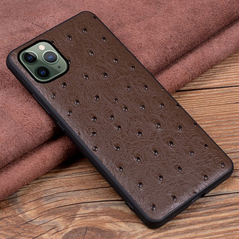 Funda Lujo Cuero Carcasa R12 para Apple iPhone 11 Pro Max Marron