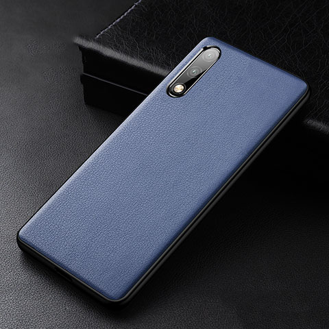 Funda Lujo Cuero Carcasa S01 para Huawei Enjoy 10 Azul