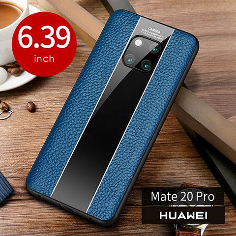 Funda Lujo Cuero Carcasa S01 para Huawei Mate 20 Pro Azul