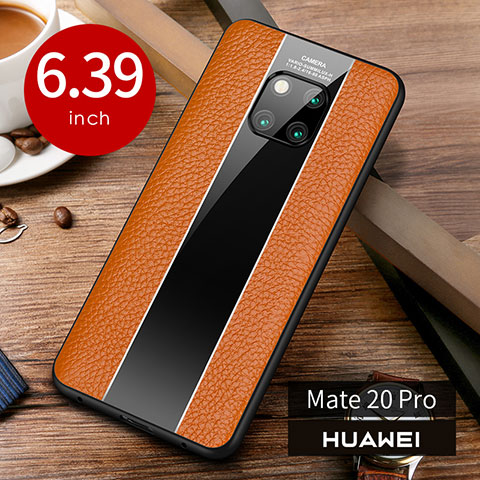 Funda Lujo Cuero Carcasa S01 para Huawei Mate 20 Pro Naranja