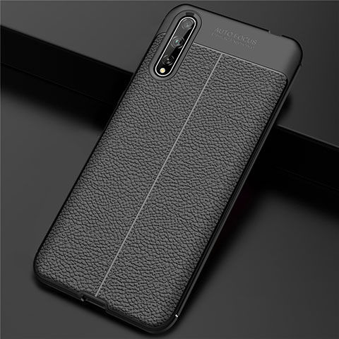 Funda Lujo Cuero Carcasa S01 para Huawei Y8p Negro