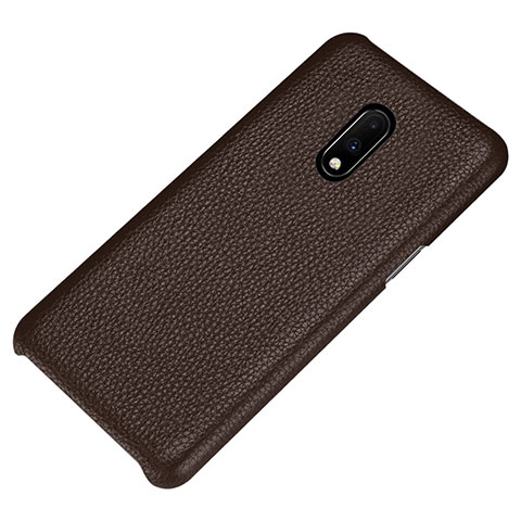 Funda Lujo Cuero Carcasa S01 para OnePlus 7 Marron