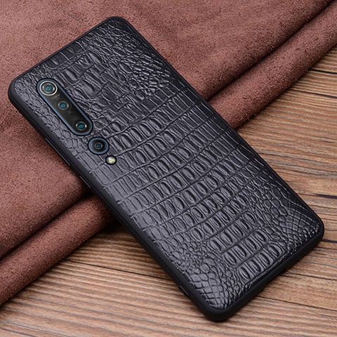 Funda Lujo Cuero Carcasa S01 para Xiaomi Mi 10 Negro