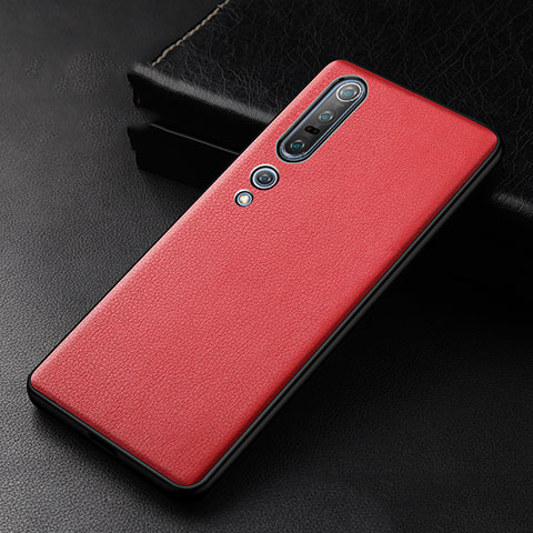 Funda Lujo Cuero Carcasa S01 para Xiaomi Mi 10 Pro Rojo