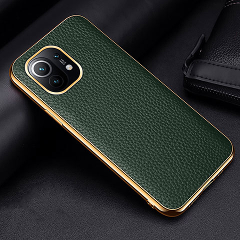 Funda Lujo Cuero Carcasa S01 para Xiaomi Mi 11 5G Verde