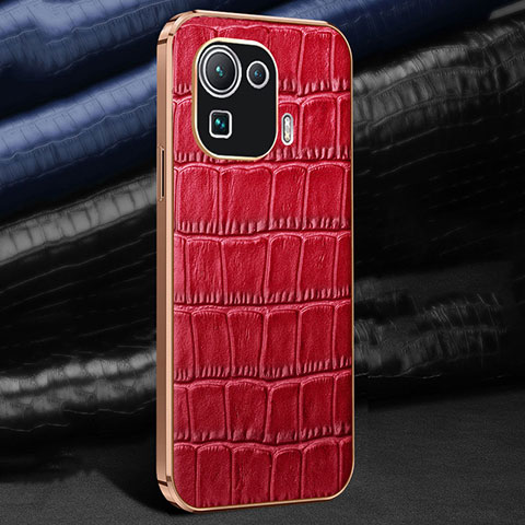 Funda Lujo Cuero Carcasa S01 para Xiaomi Mi 11 Pro 5G Rojo