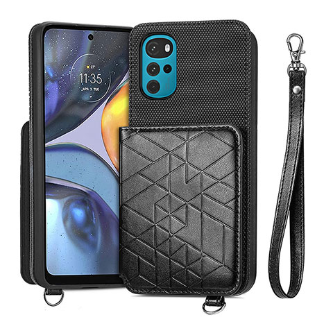 Funda Lujo Cuero Carcasa S01D para Motorola Moto G22 Negro