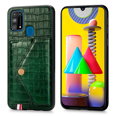 Funda Lujo Cuero Carcasa S01D para Samsung Galaxy M21s Verde