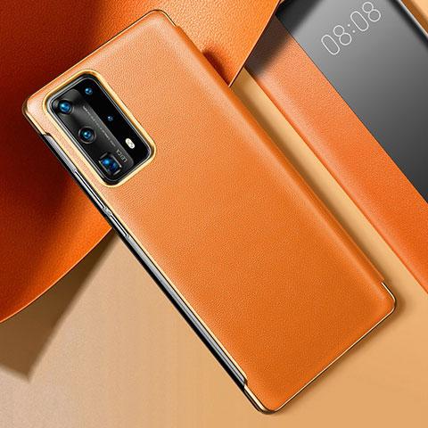 Funda Lujo Cuero Carcasa S02 para Huawei P40 Pro+ Plus Naranja