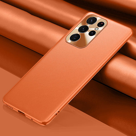 Funda Lujo Cuero Carcasa S02 para Samsung Galaxy S22 Ultra 5G Naranja