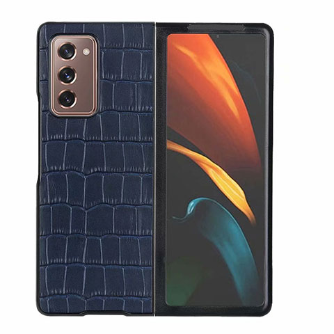 Funda Lujo Cuero Carcasa S02 para Samsung Galaxy Z Fold2 5G Azul