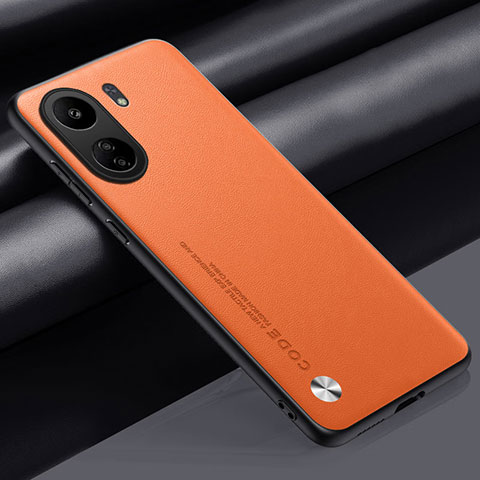 Funda Lujo Cuero Carcasa S02 para Xiaomi Redmi 13C Naranja