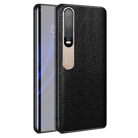 Funda Lujo Cuero Carcasa S03 para Huawei P30 Negro