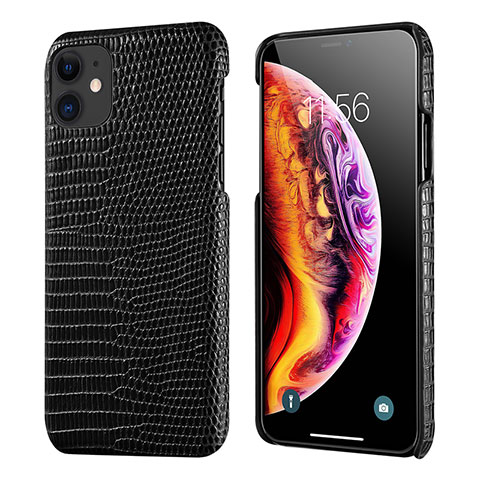 Funda Lujo Cuero Carcasa S04 para Apple iPhone 11 Negro