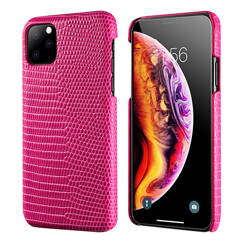 Funda Lujo Cuero Carcasa S04 para Apple iPhone 11 Pro Max Rosa Roja