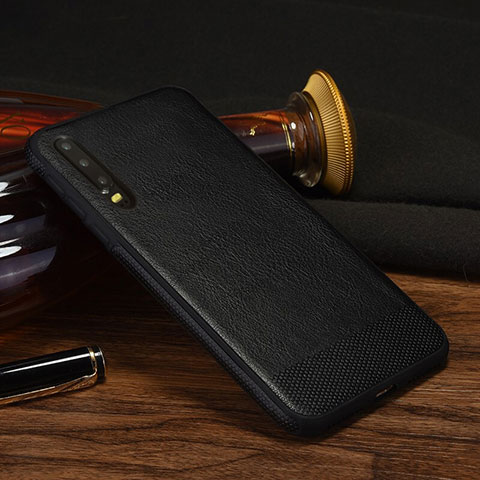 Funda Lujo Cuero Carcasa S04 para Huawei P30 Negro