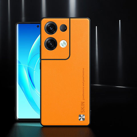 Funda Lujo Cuero Carcasa S04 para Oppo Reno8 Pro 5G Naranja