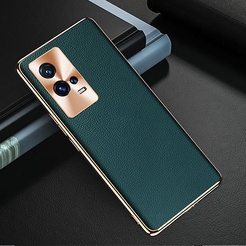 Funda Lujo Cuero Carcasa S04 para Vivo iQOO 8 Pro 5G Verde