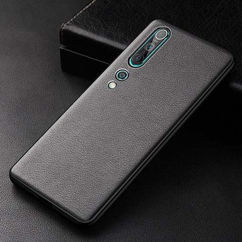 Funda Lujo Cuero Carcasa S04 para Xiaomi Mi 10 Negro