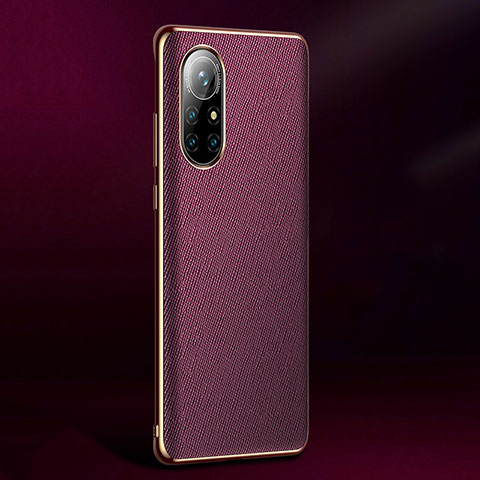 Funda Lujo Cuero Carcasa S05 para Huawei Nova 8 5G Morado