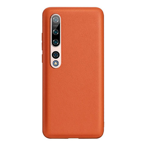 Funda Lujo Cuero Carcasa S06 para Xiaomi Mi 10 Naranja
