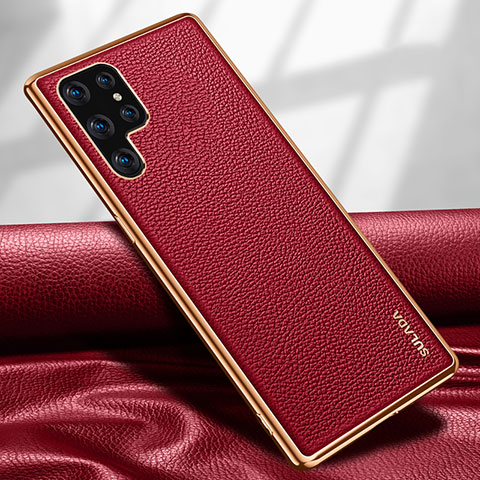 Funda Lujo Cuero Carcasa S09 para Samsung Galaxy S21 Ultra 5G Rojo