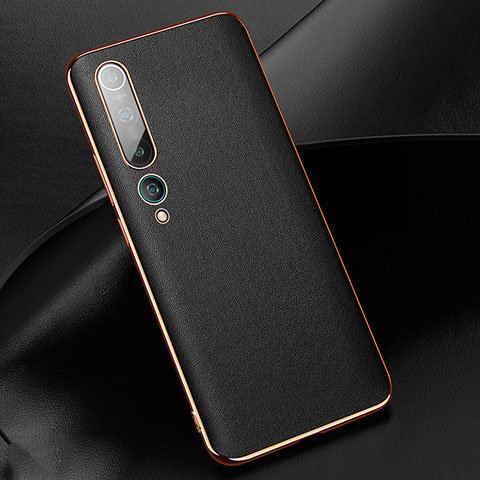 Funda Lujo Cuero Carcasa S09 para Xiaomi Mi 10 Negro