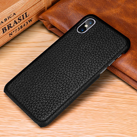 Funda Lujo Cuero Carcasa S10 para Apple iPhone Xs Negro