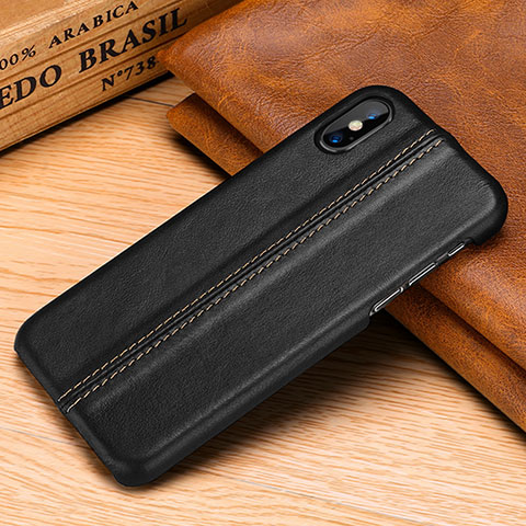 Funda Lujo Cuero Carcasa S11 para Apple iPhone Xs Max Negro