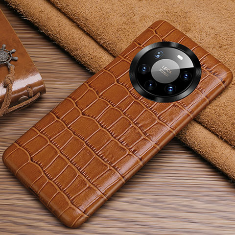 Funda Lujo Cuero Carcasa ST3 para Huawei Mate 40 Pro+ Plus Marron