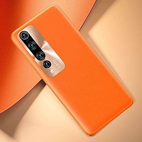 Funda Lujo Cuero Carcasa T01 para Xiaomi Mi 10 Naranja