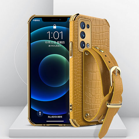 Funda Lujo Cuero Carcasa XD1 para Oppo Reno6 Pro+ Plus 5G Amarillo