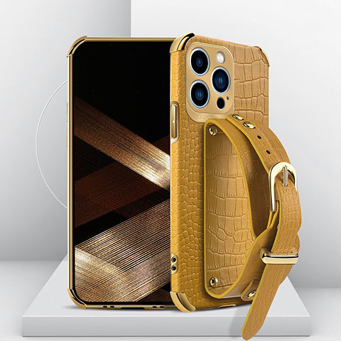 Funda Lujo Cuero Carcasa XD2 para Apple iPhone 13 Pro Amarillo