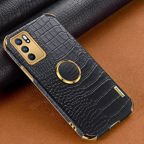 Funda Lujo Cuero Carcasa XD2 para Oppo Reno6 Pro 5G India Negro